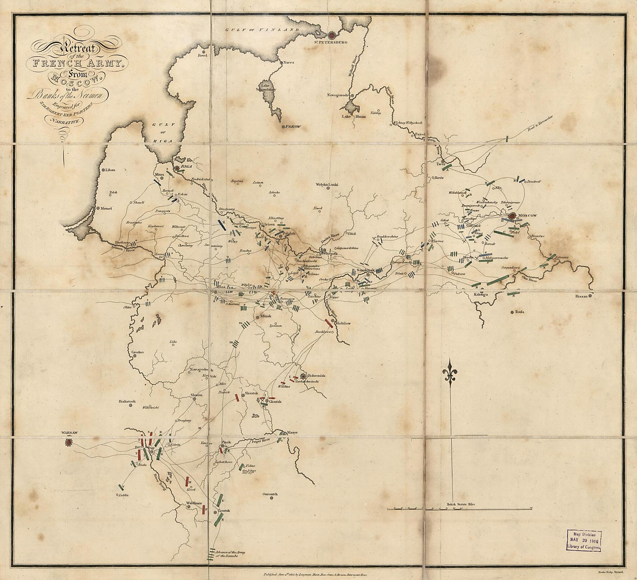 This old map of Retreat of the French Army from Moscow : to the Banks of the Neimen from 1813 was created by And Brown, Hurst, Longman, Samuel John Neele, Orme, Robert Ker Porter, Rees in 1813