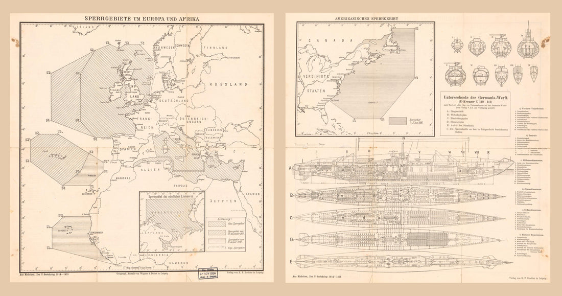 This old map of Sperrgebiete Um Europa Und Afrika from 1925 was created by Wagner & Debes in 1925