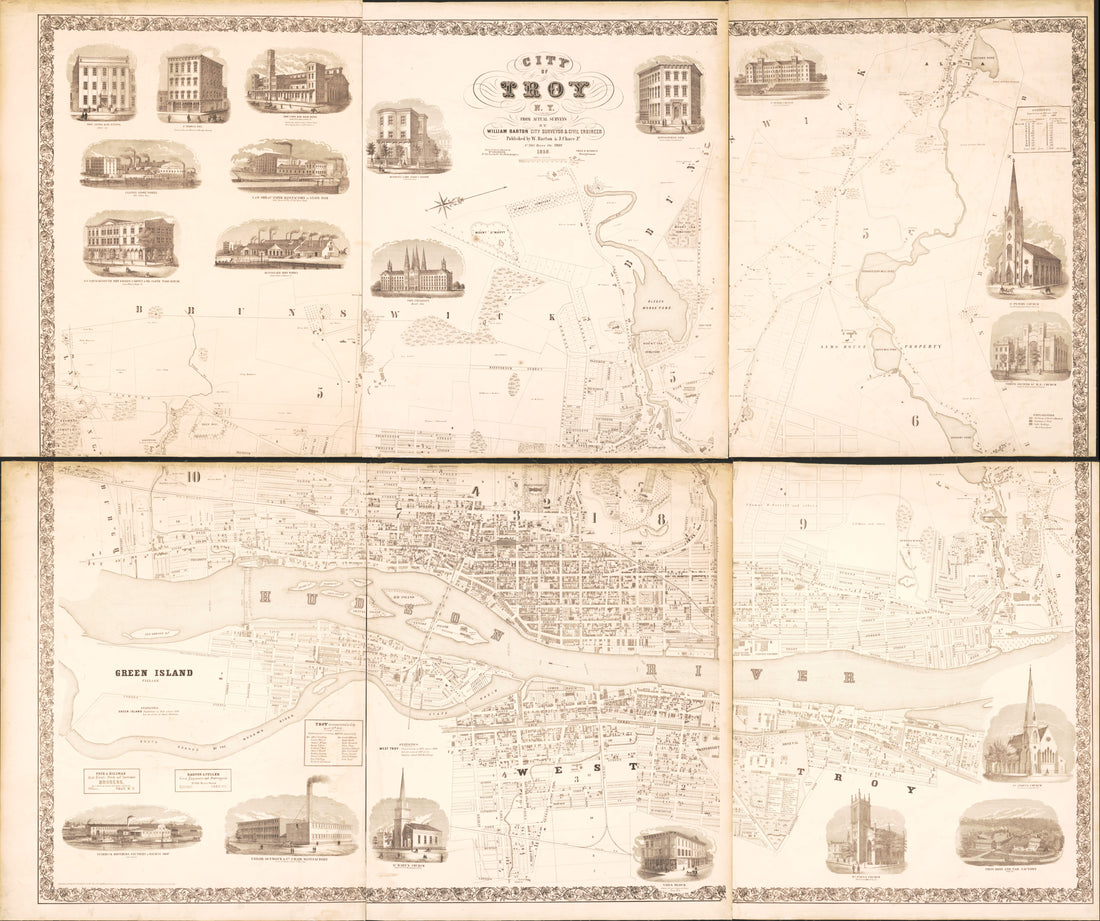 This old map of City of Troy, New York : from Actual Surveys from 1858 was created by Wm. J. (William J.) Barker, William Barton, W. Barton & J. Chace Jr in 1858