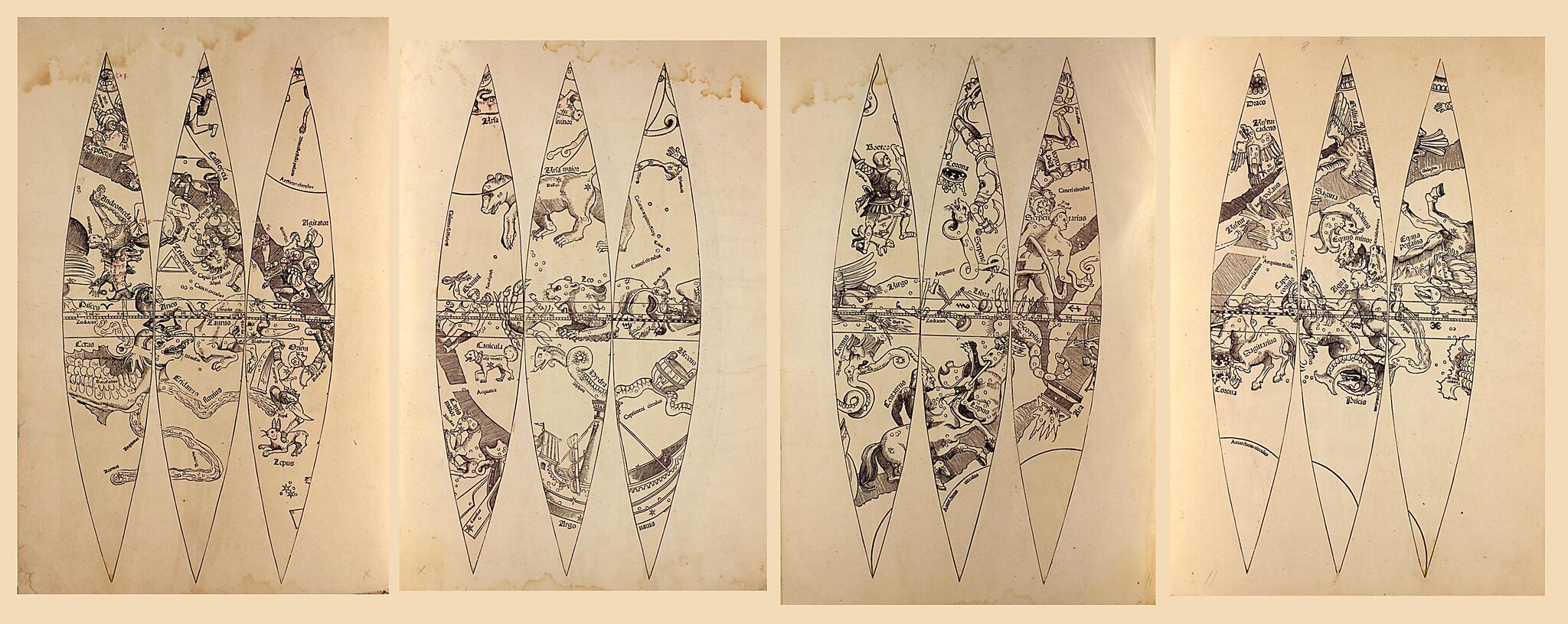 This old map of Celestial Globe Gores from 1517 was created by Jay I. Kislak Collection (Library of Congress), Johann Schöner in 1517