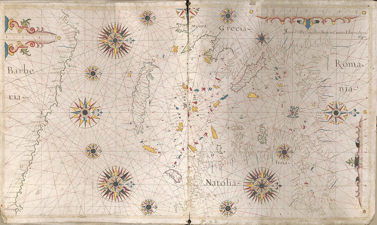 Portolan Chart of the Mediterranean Sea and Western Part of the Black Sea ; Portolan Chart of the Aegean Sea and Part of the Mediterranean Sea Including Crete (Portolan Chart of the Aegean Sea and Part of the Mediterranean Sea Including Crete, Mediter... by Relic Map Company