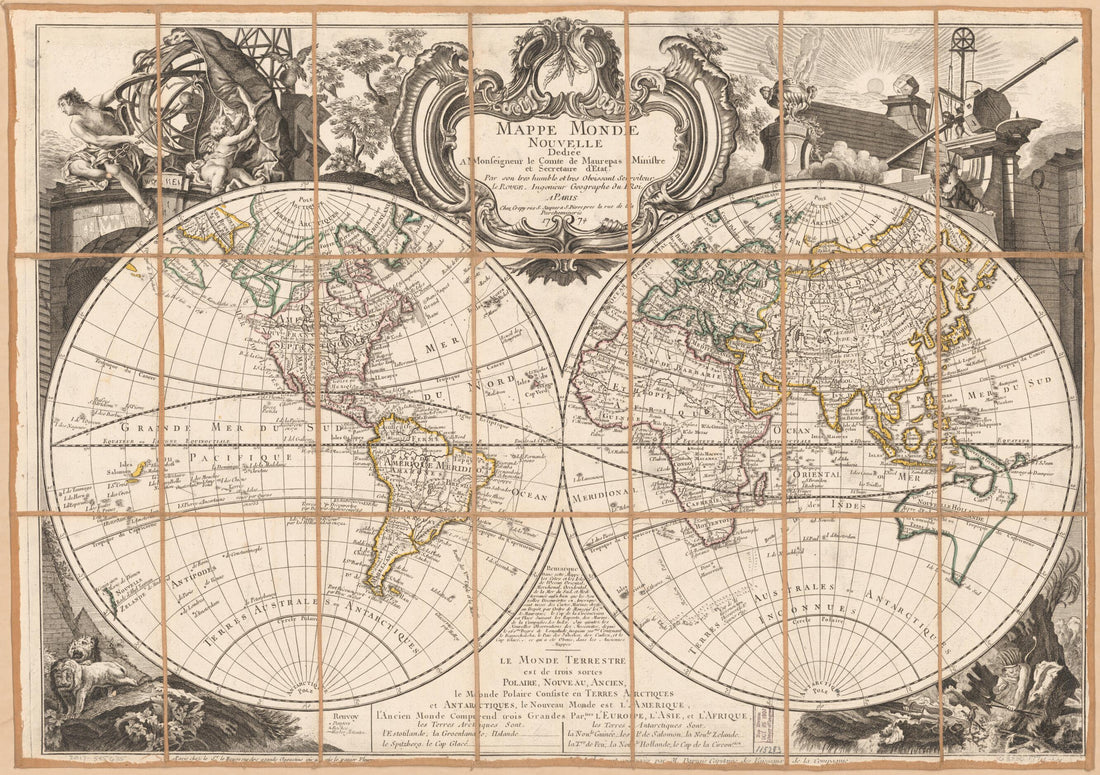This old map of Mappe Monde Nouvelle from 1774 was created by Louis in 1774