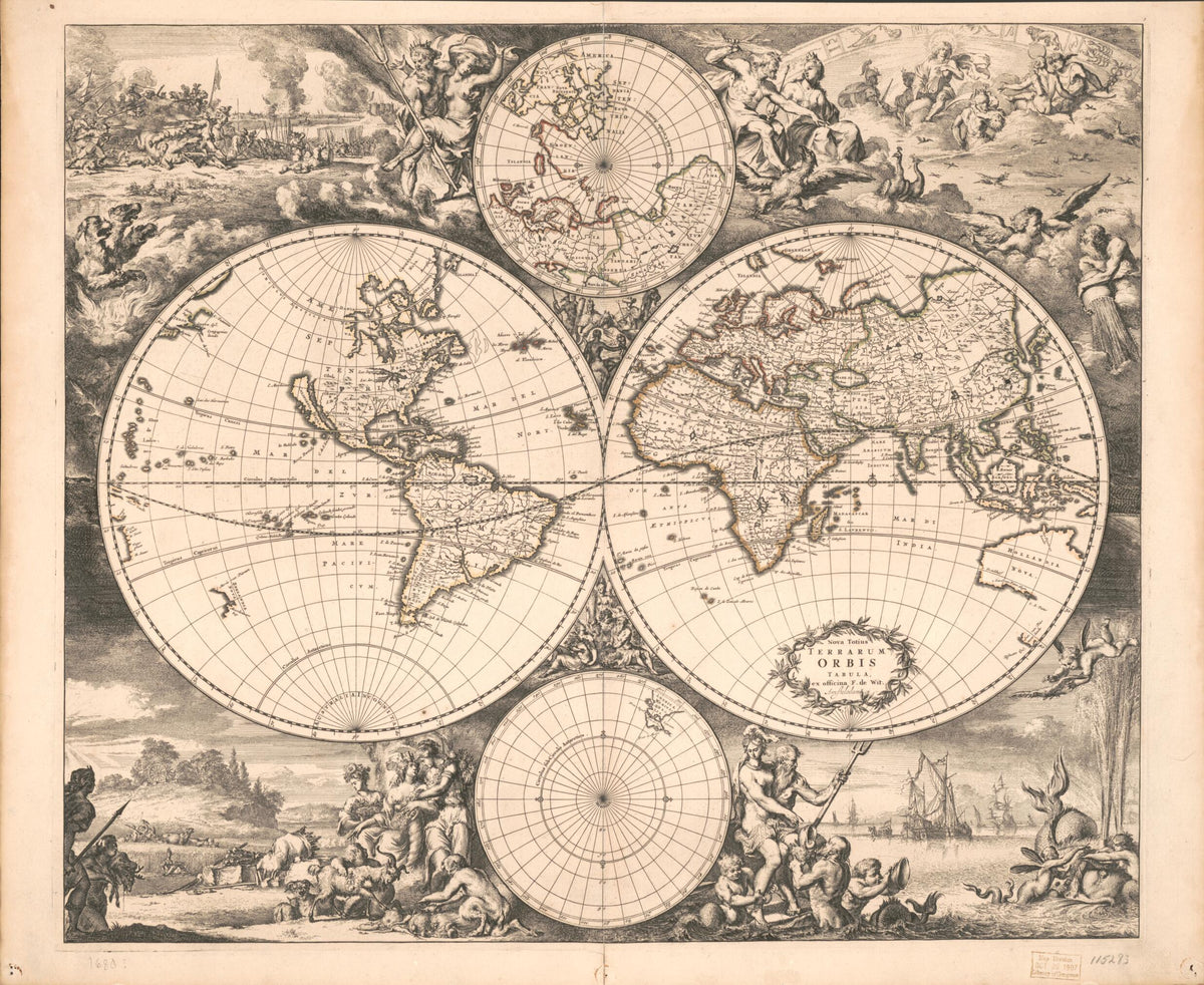 Nova Totius Terrarum Orbis Tabula in 1680 by Relic Map Company