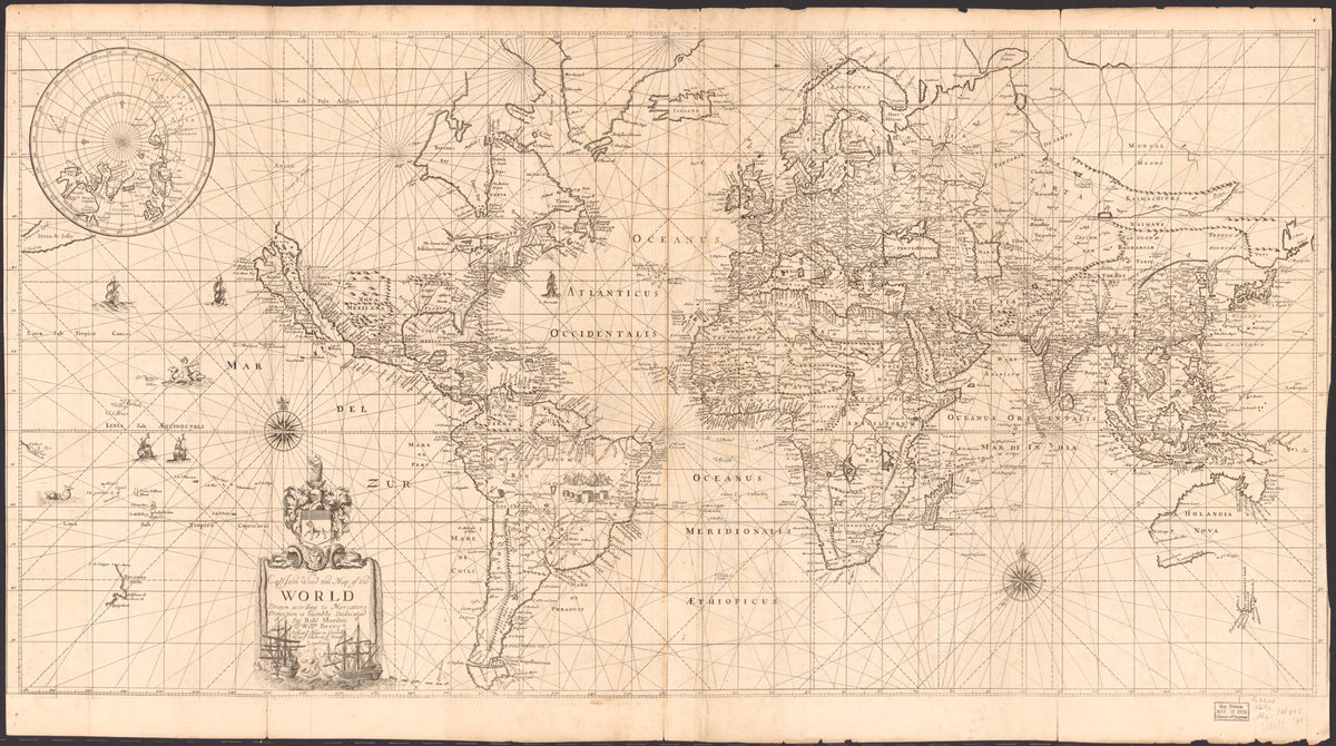 To Capt. John Wood This Map of the World, Drawn According to Mercators Projection, Is Humbly Dedicated (Map of the World, Drawn According to Mercators Projection) 1690 by Relic Map Company