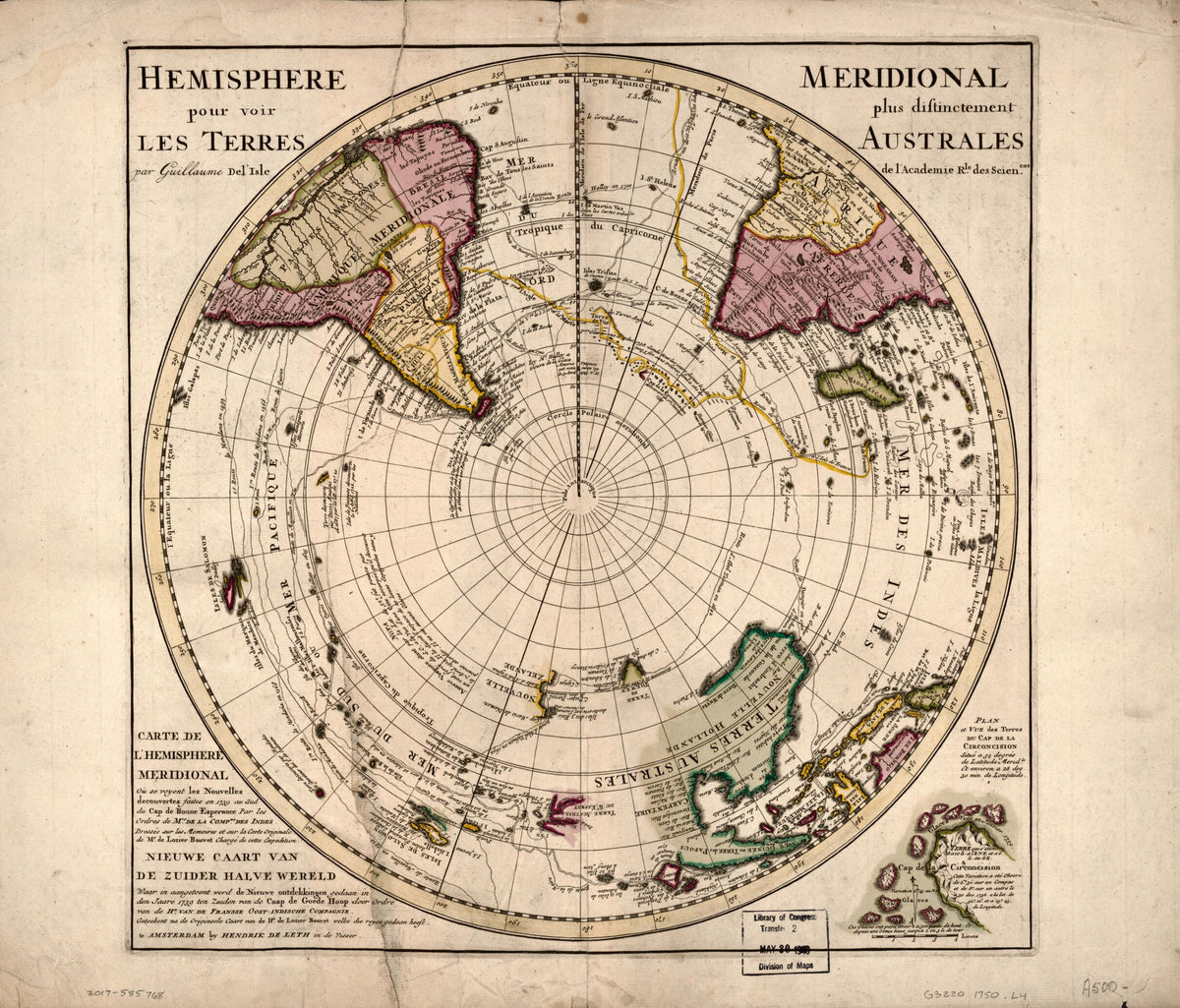 Hemisphere Meridional Pour Voir Plus Distinctement Les Terres Australes (Carte De L&