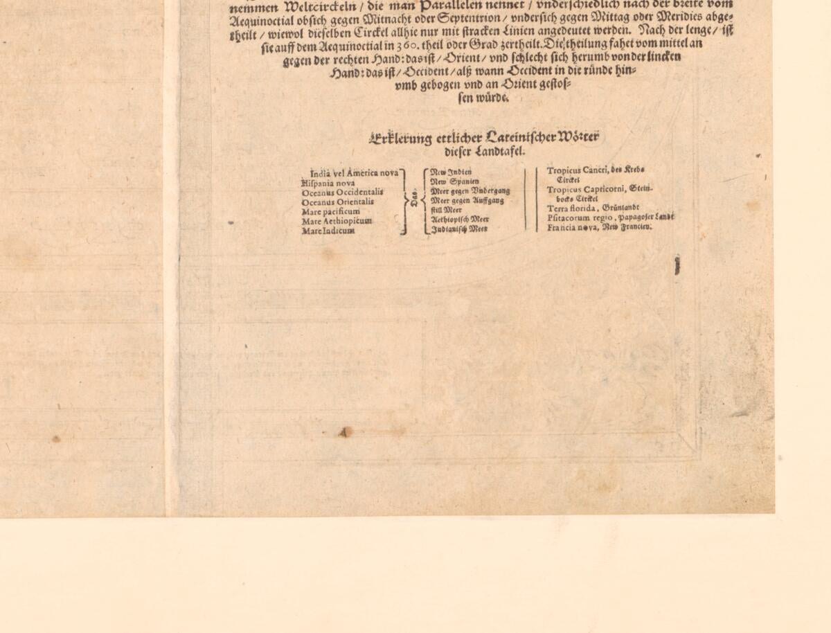 This old map of Die Erst General Tafel Die Beschreibung Und Den Circkel Des Gantzen Erdtrichs Und Meers Innhaltende. (Erste Landtafel Begreifft In Sich Der Ganzen Erdkugel) from 1588 was created by Sebastian Henricpetri, Sebastian Münster in 1588
