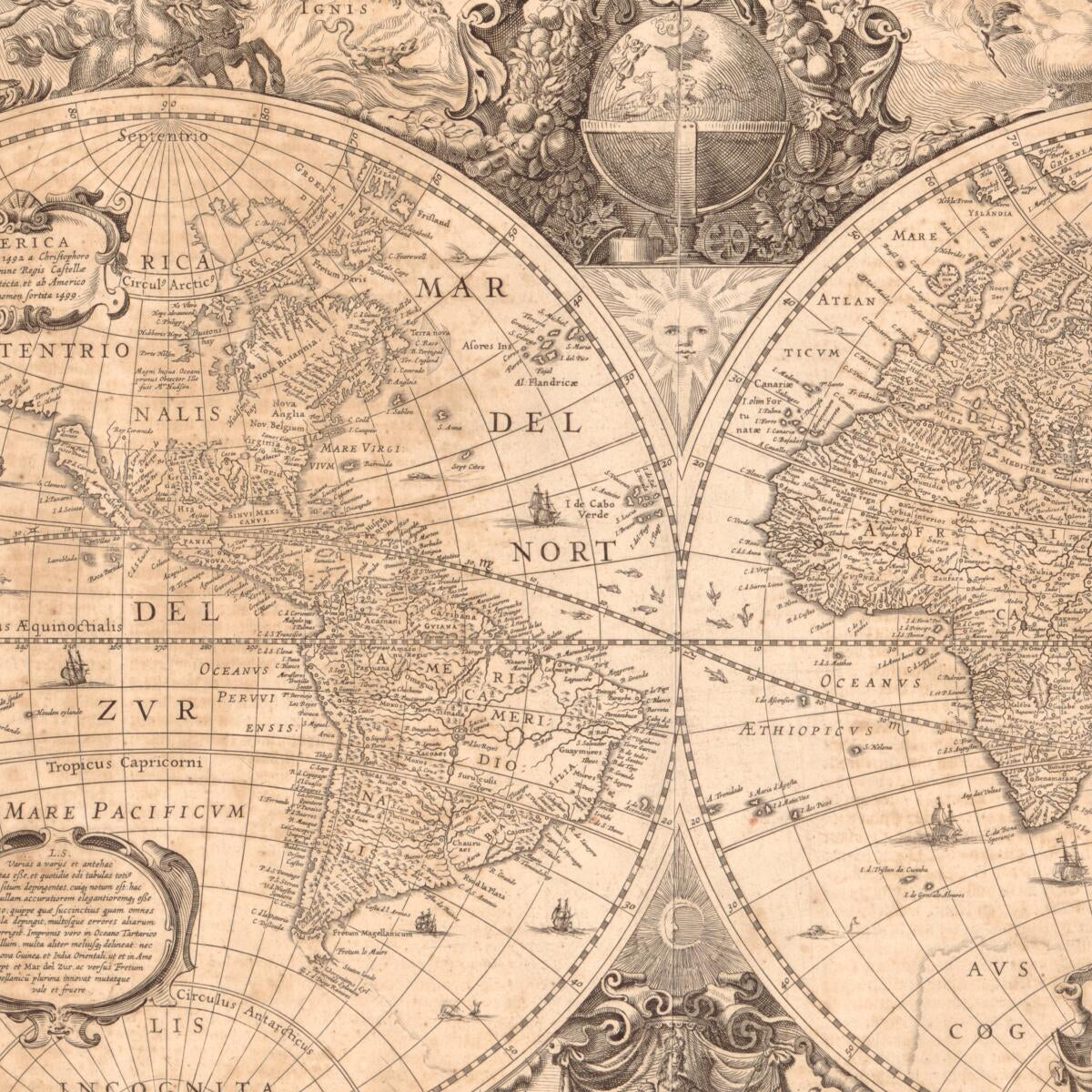This old map of Nova Totivs Terrarvm Orbis Geographica Ac Hydrographica Tabvla (Nova Totius Terrarum Orbis Geographica Ac Hydrographica Tabula, Beschrijvinghe Des Geheelen Aerdtrycx) from 1641 was created by Jodocus Hondius, Jan Jansson in 1641
