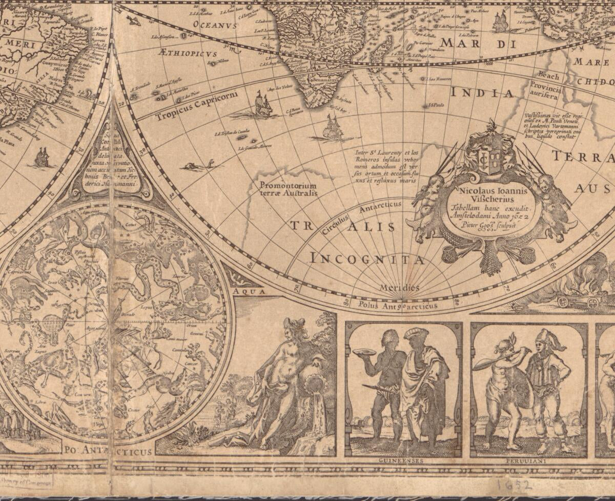 This old map of Orbis Terrarum Typus De Integro Multis In Locis Emendatus from 1652 was created by Pieter Goos, Claes Jansz Visscher in 1652