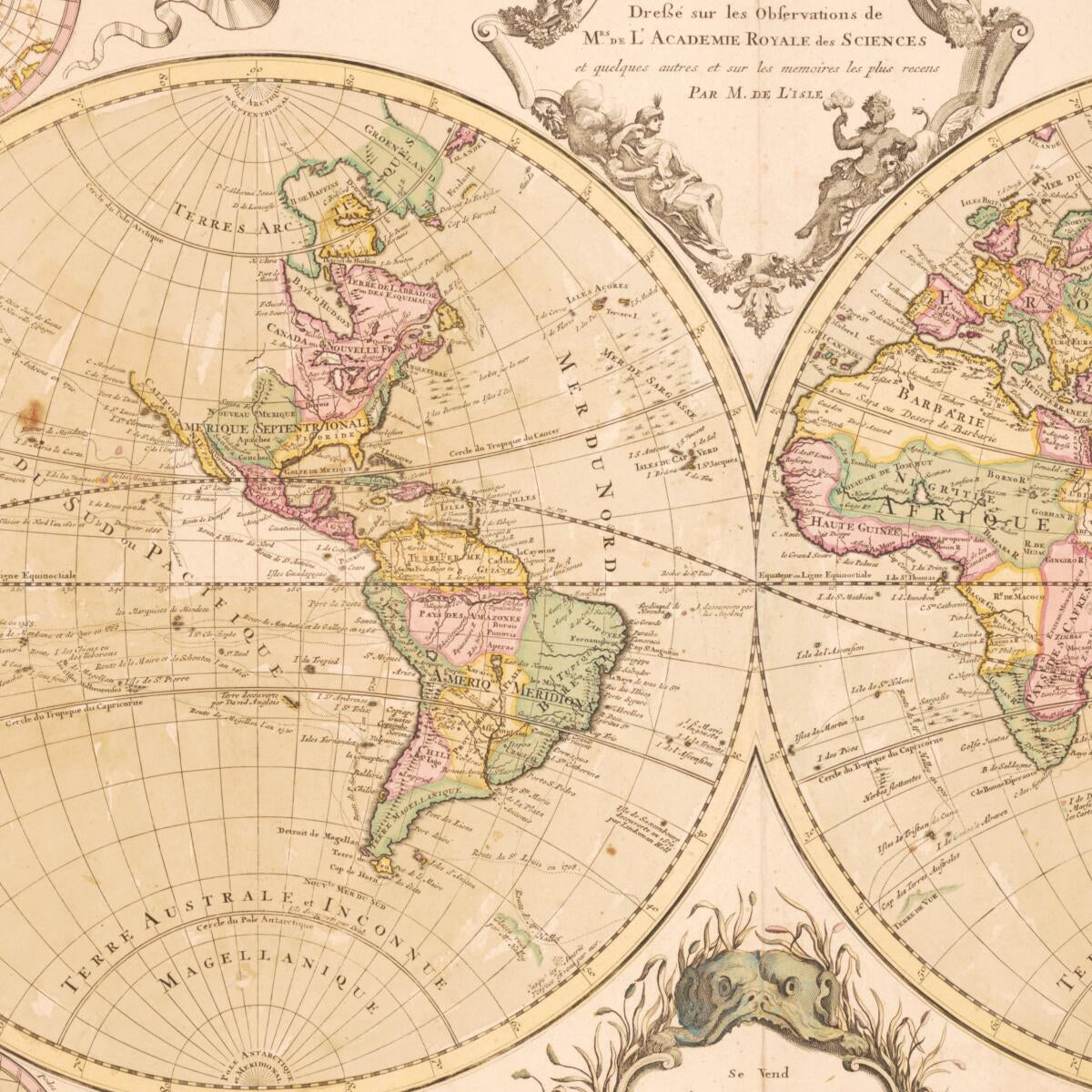 This old map of Monde, Dressé Sur Les Observations De Mrs. De L&