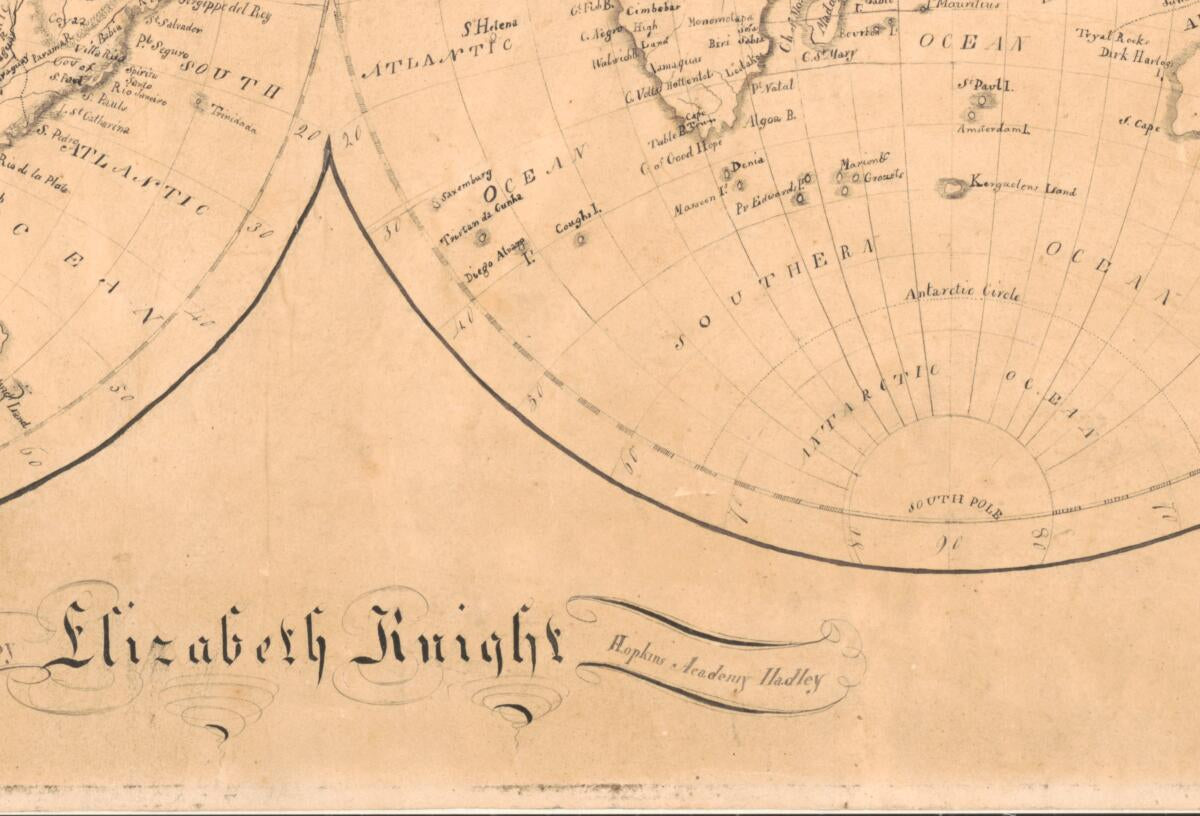 This old map of Map of the World from 1810 was created by Elizabeth Knight in 1810