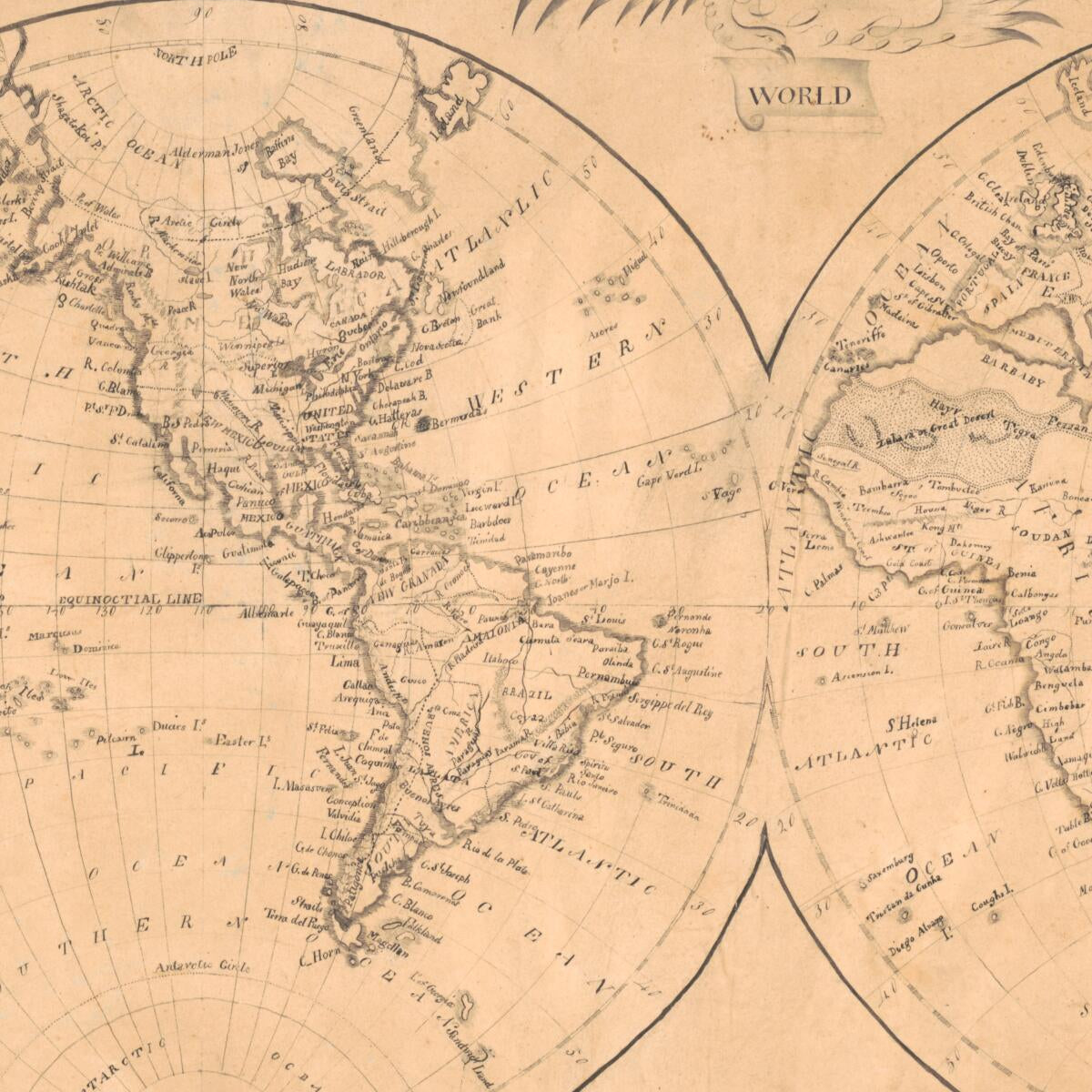 This old map of Map of the World from 1810 was created by Elizabeth Knight in 1810