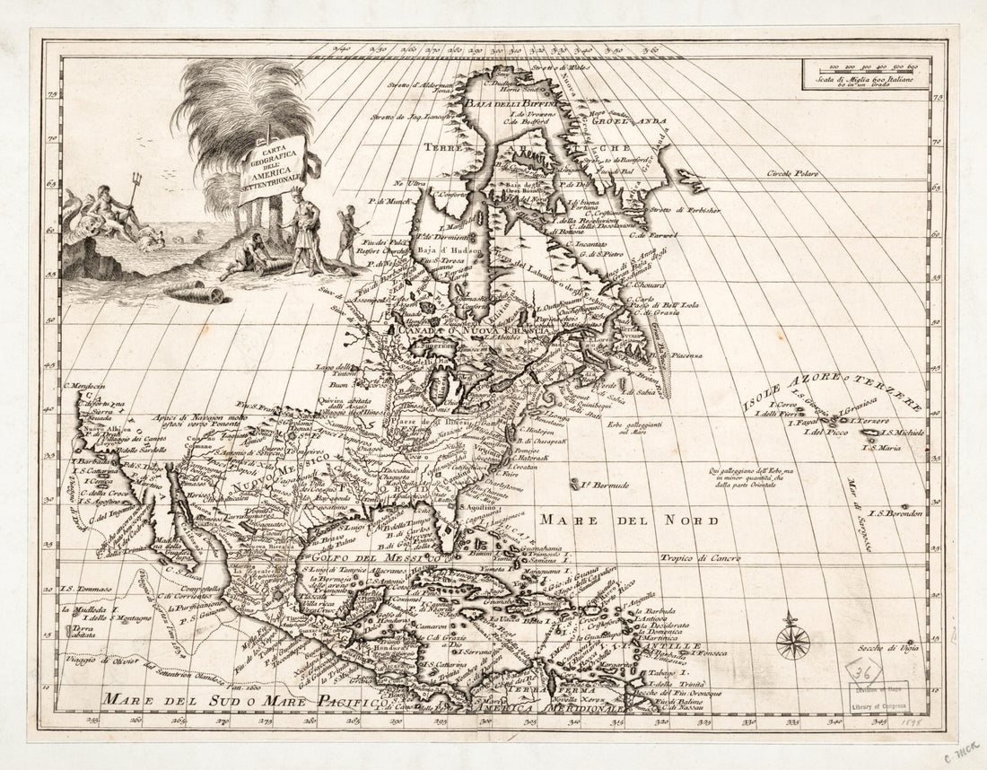 This old map of Americqve Septentrionale (Americque Septentrionale) from 1695 was created by A. Peyrounin, Nicolas Sanson in 1695