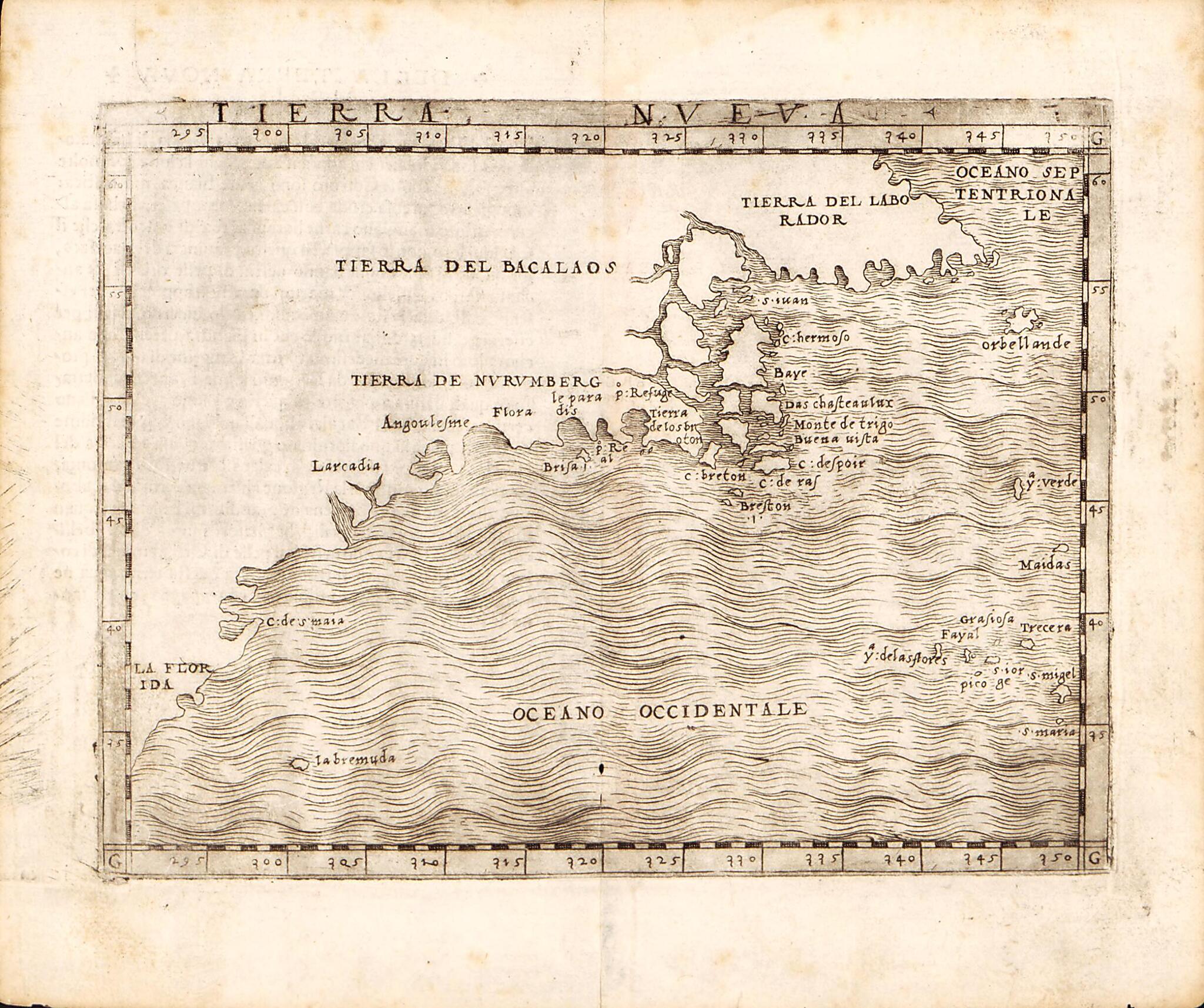 This old map of Tierra Nveva. (Tierra Nueva) from 1548 was created by Giacomo Gastaldi, Ptolemy in 1548