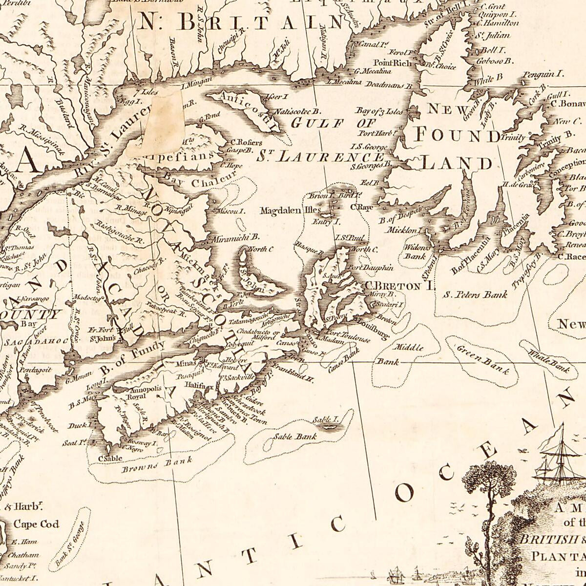 This old map of A Map of the British & French Plantations In North America. (Map of the British and French Plantations In North America) from 1755 was created by  in 1755