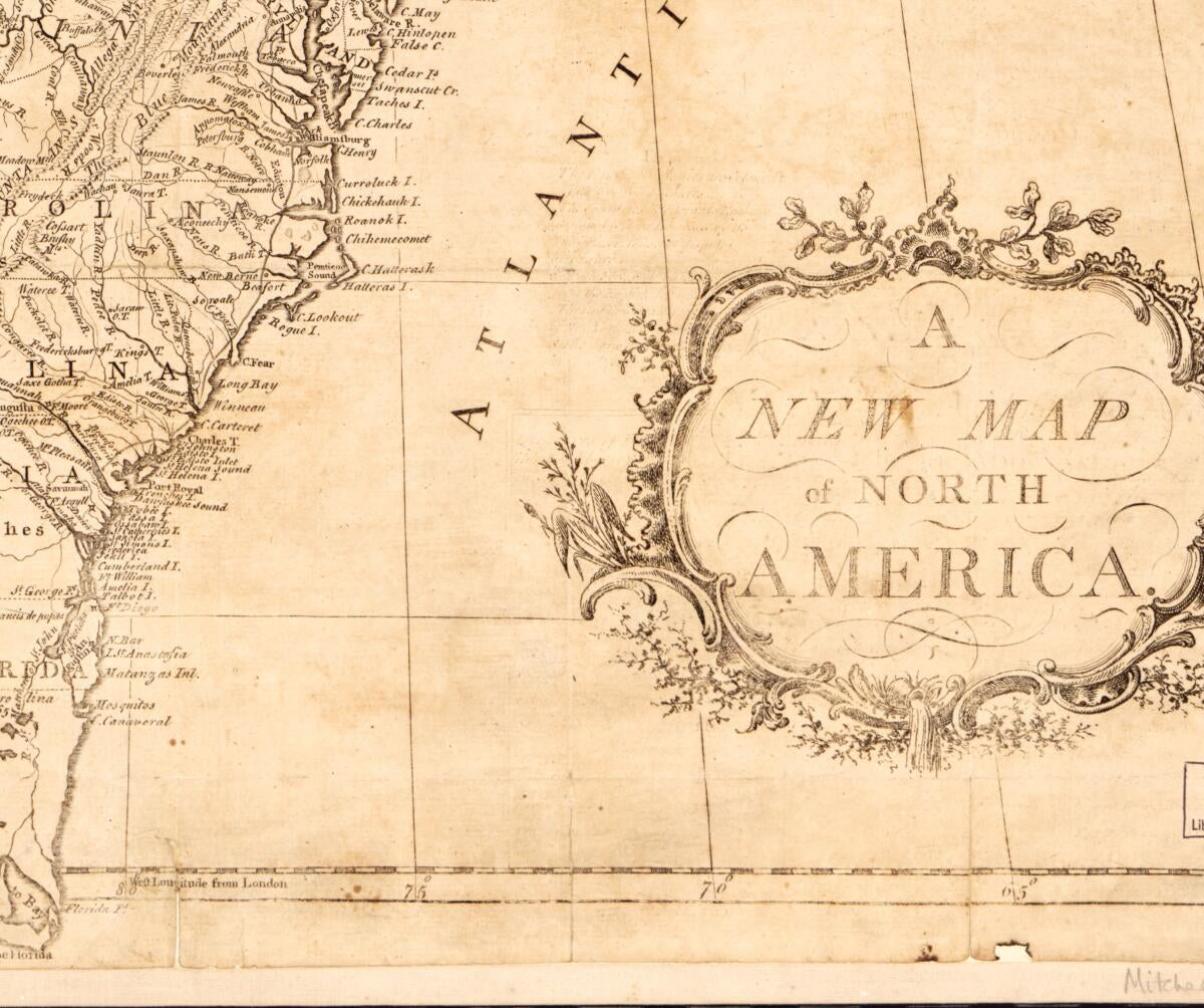 This old map of A New Map of North America from 1779 was created by John Mitchell in 1779