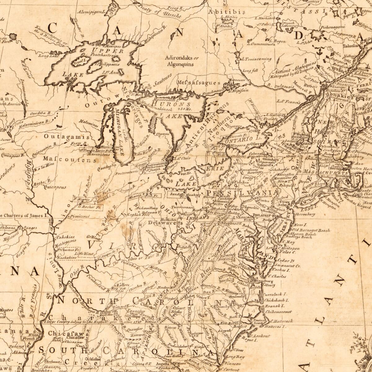 This old map of A New Map of North America from 1779 was created by John Mitchell in 1779