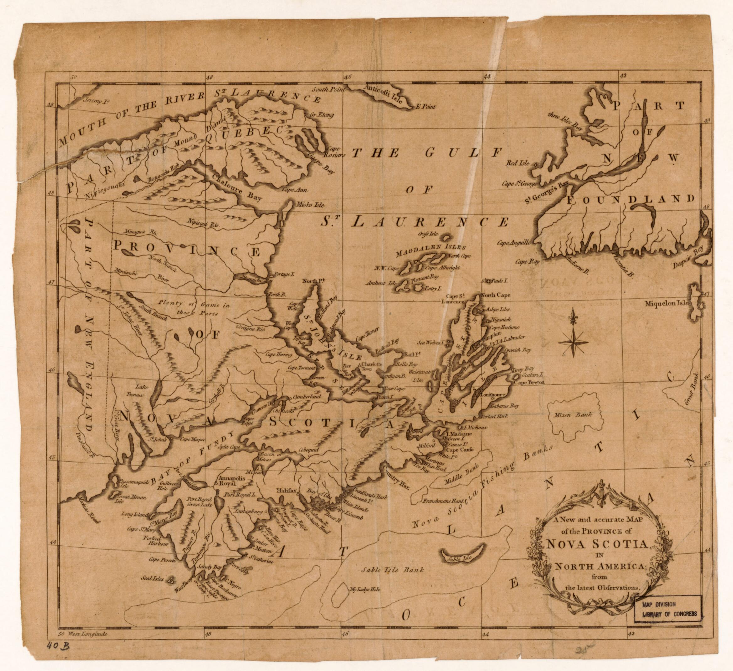 This old map of A New and Accurate Map of the Province of Nova Scotia In North America : from the Latest Observations from 1781 was created by in 1781
