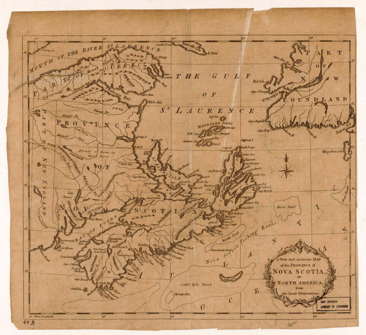 A New and Accurate Map of the Province of Nova Scotia In North America : from the Latest Observations 1781 by Relic Map Company