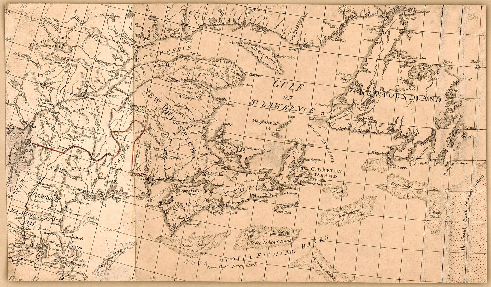 This old map of Manuscript Map of Eastern Canada and New England from 1800 was created by in 1800