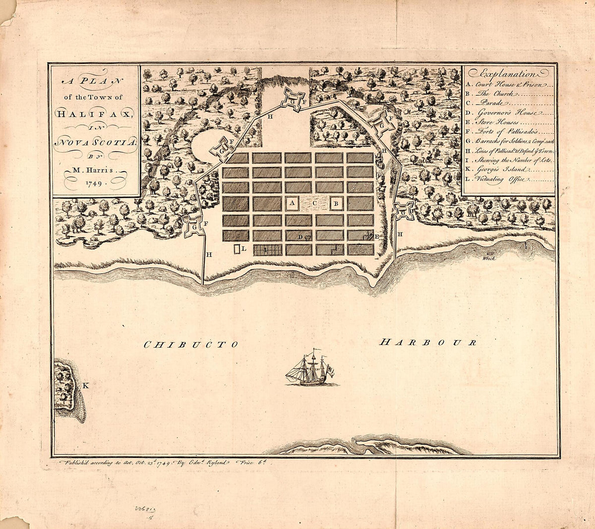 A Plan of the Town of Halifax In Nova Scotia 1749 by Relic Map Company