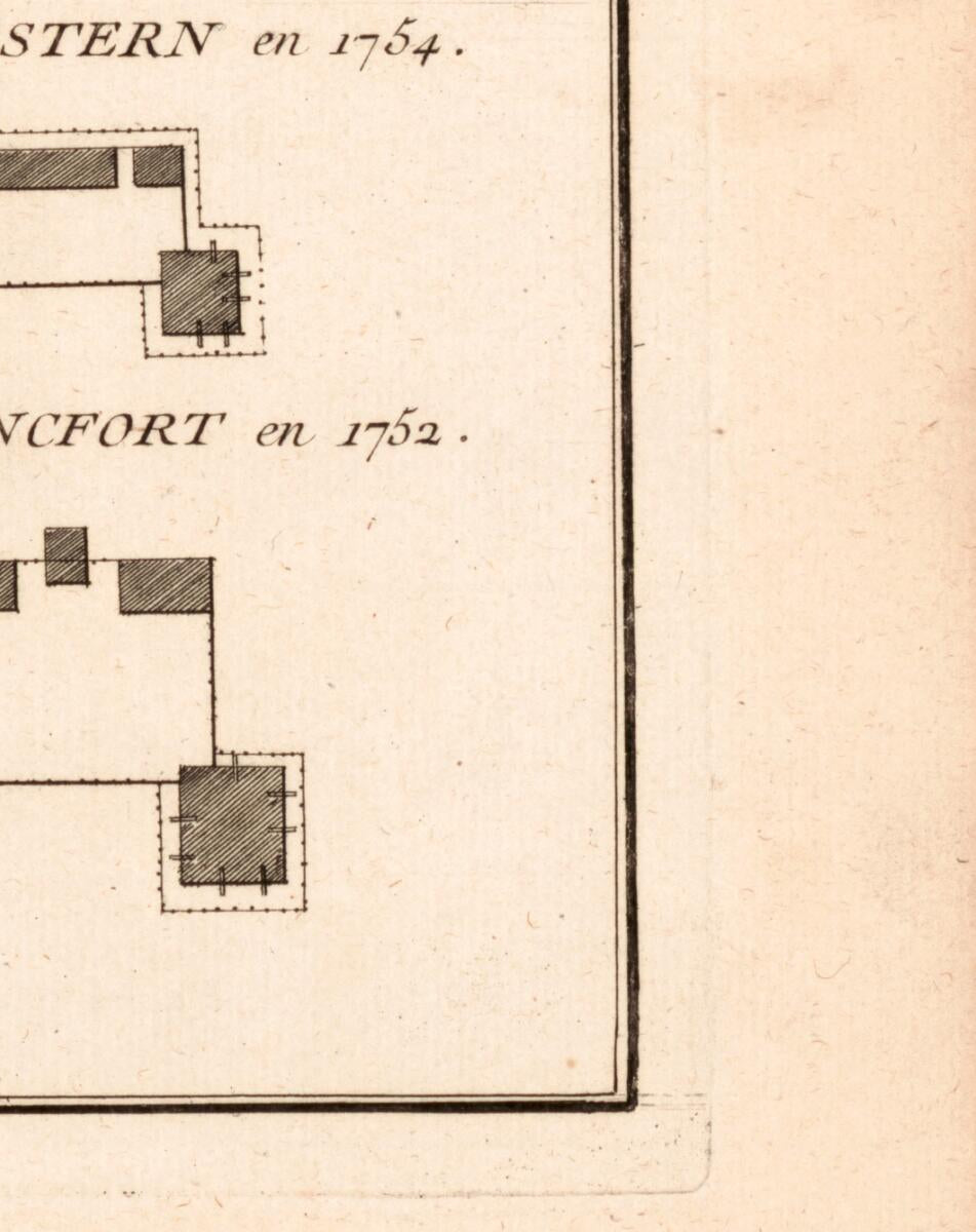 This old map of Plans of Fort Halifax In Nova Scotia and Fort Western and Fort Francfort In Maine from 1755 was created by  Louis in 1755