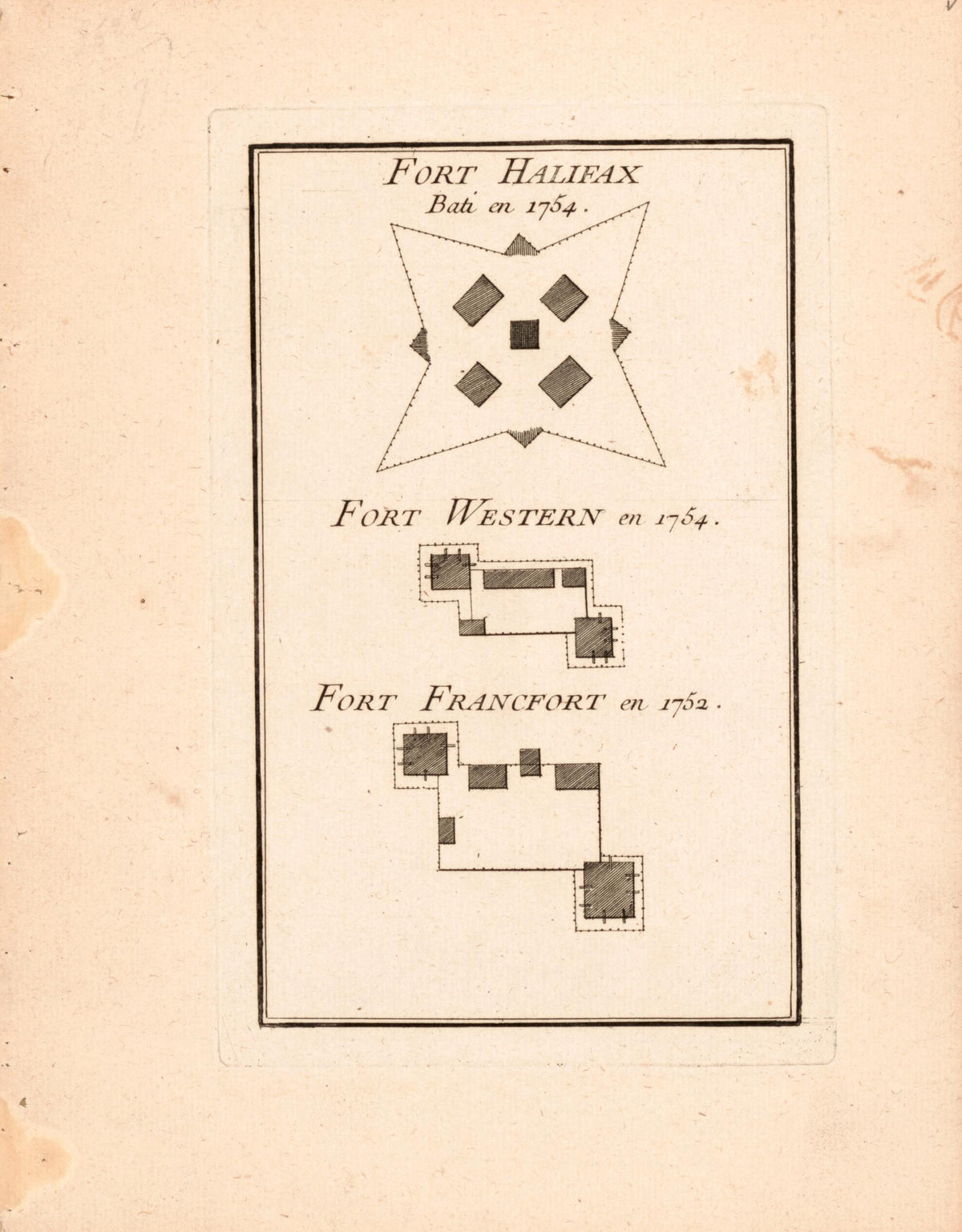 Plans of Fort Halifax In Nova Scotia and Fort Western and Fort Francfort In Maine 1755 by Relic Map Company