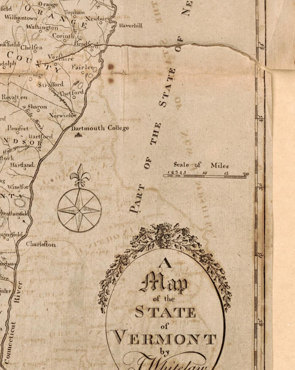 This old map of A Map of the State of Vermont from 1793 was created by Benjamin Callender, James Whitelaw in 1793