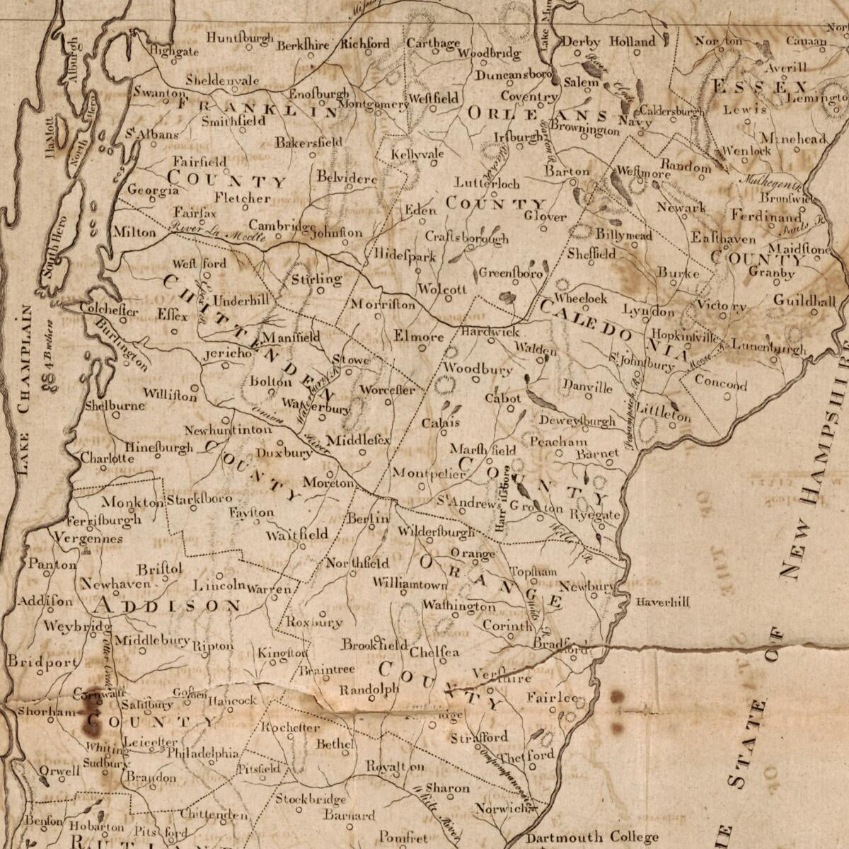 This old map of A Map of the State of Vermont from 1793 was created by Benjamin Callender, James Whitelaw in 1793