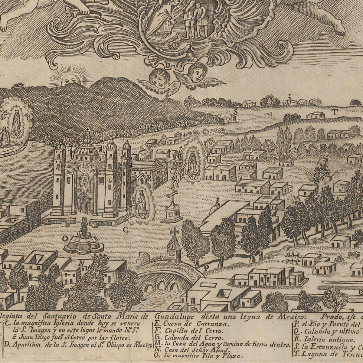 This old map of Mapa De La Villa Insigne Y Real Colegiata Del Santuario De Santa Maria De Guadalupe Dista Una Legua De Mexico from 1760 was created by Juan Del Prado in 1760