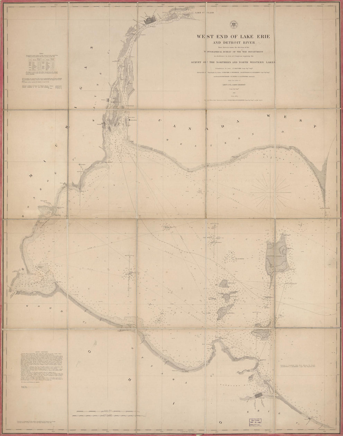 This old map of West End of Lake Erie and Detroit River from 1849 was created by Millard Fillmore, United States. Army. Corps of Topographical Engineers in 1849