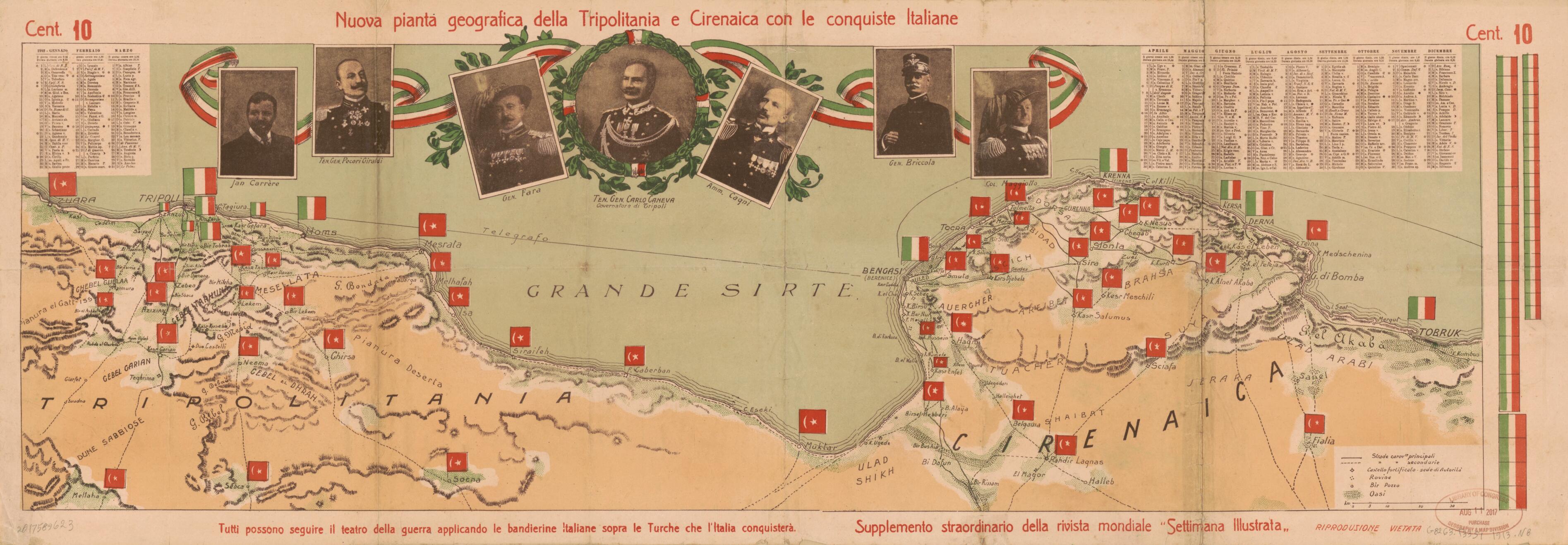 This old map of Nuova Pianta Geografica Della Tripolitania E Cirenaica Con Le Conquiste Italiane from 1912 was created by in 1912