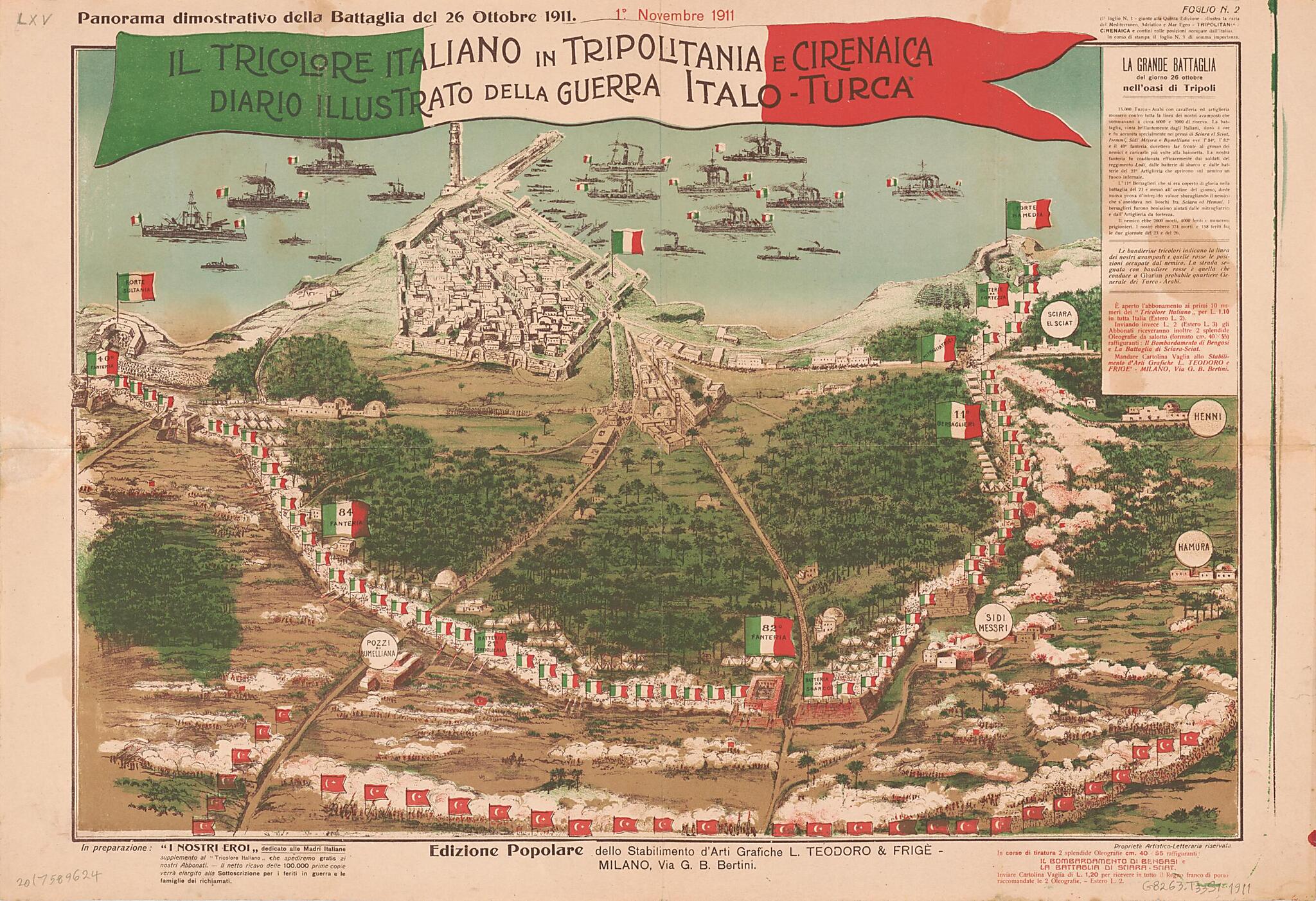 This old map of Turca (Panorama Dimostrativo Della Battaglia Del Ottobre from 1911) was created by Stabilimento D&