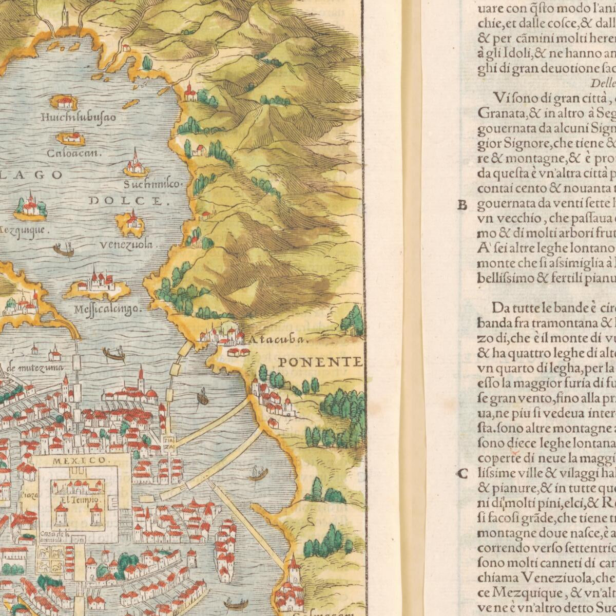 This old map of Plan of Mexico City (Mexico) from 1565 was created by Giacomo Gastaldi in 1565