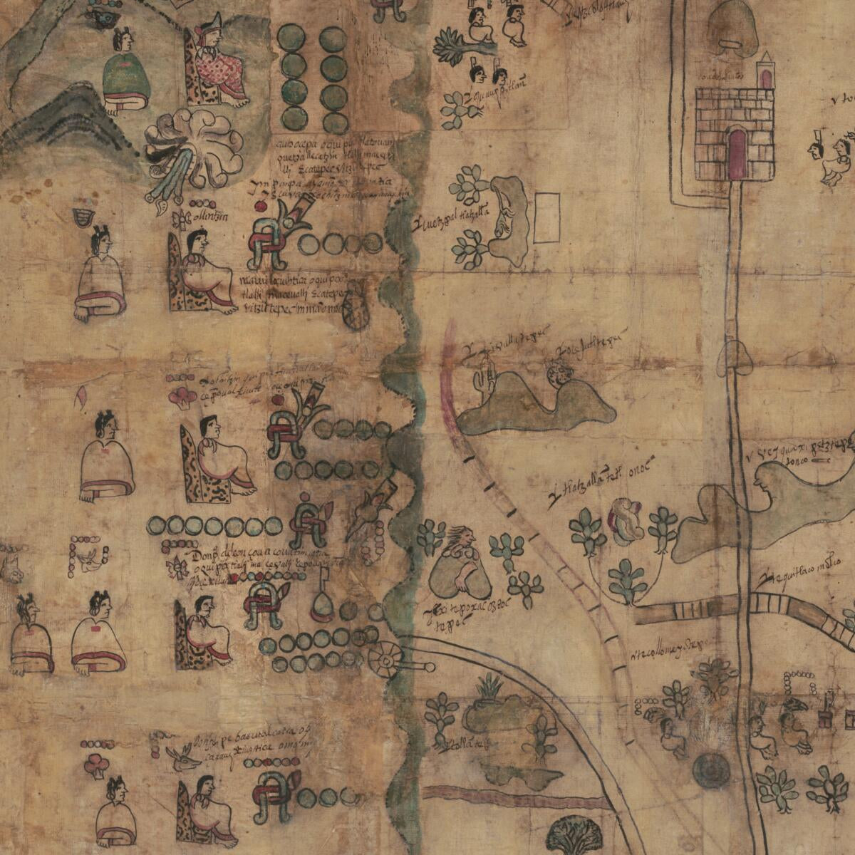 This old map of The Codex Quetzalecatzin (Huitziltepec, Codex Ehecatepec and Huitziltepec, Charles Ratton Codex) from 1593 was created by  in 1593