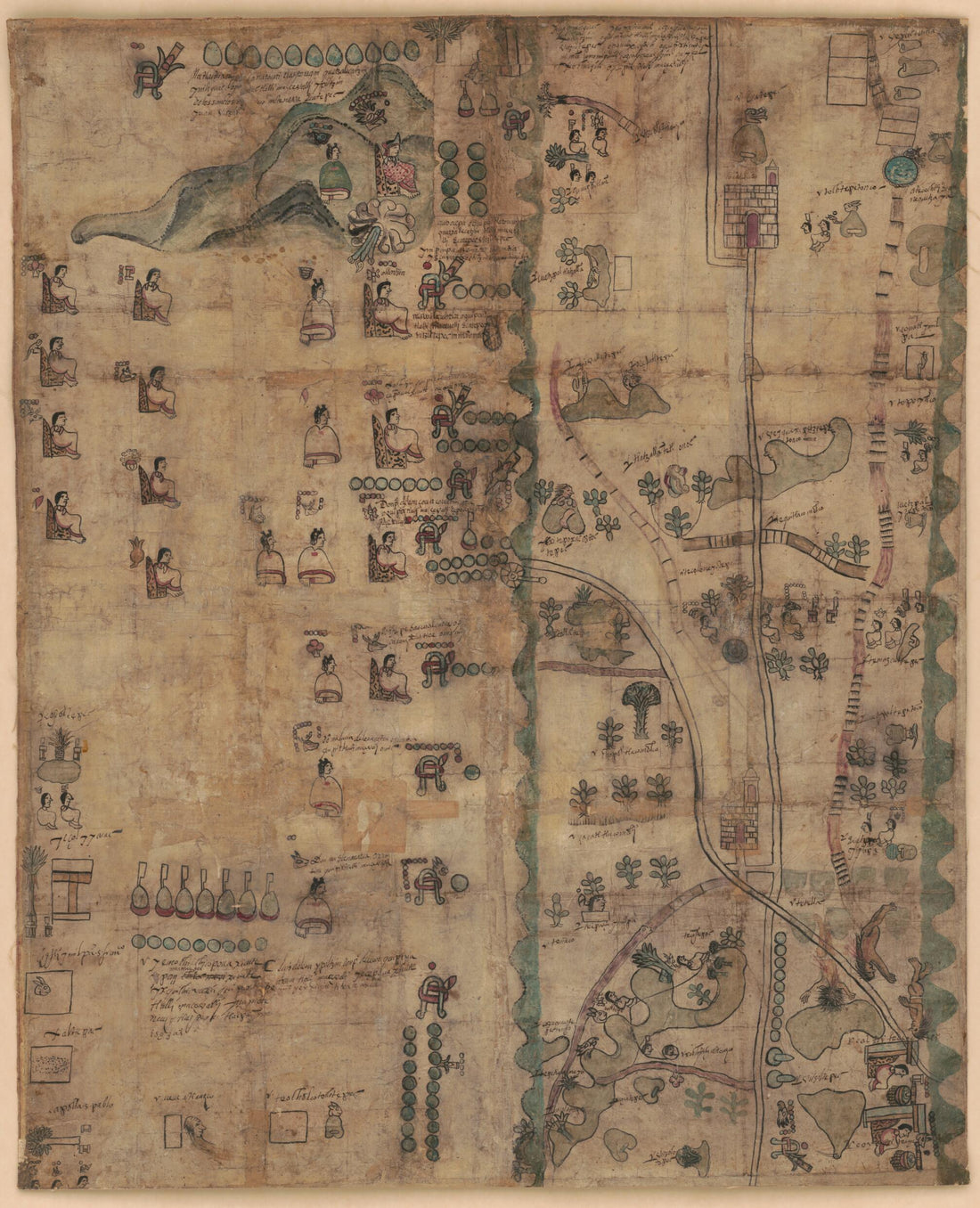 This old map of The Codex Quetzalecatzin (Huitziltepec, Codex Ehecatepec and Huitziltepec, Charles Ratton Codex) from 1593 was created by in 1593