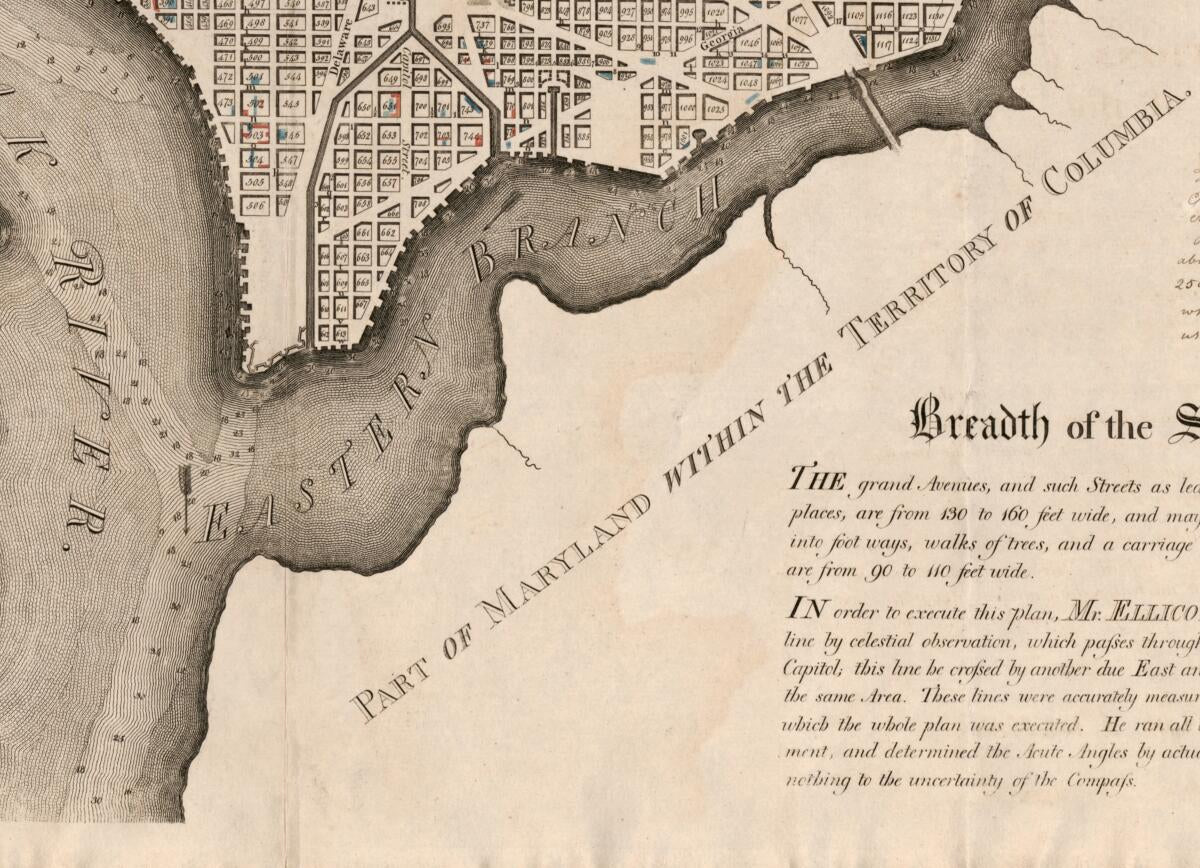This old map of Plan of the City of Washington In the Territory of Columbia : Ceded by the States of Virginia and Maryland to the United States of America, and by Them Established As the Seat of Their Government, After the Year MDCCC from 1798 was create