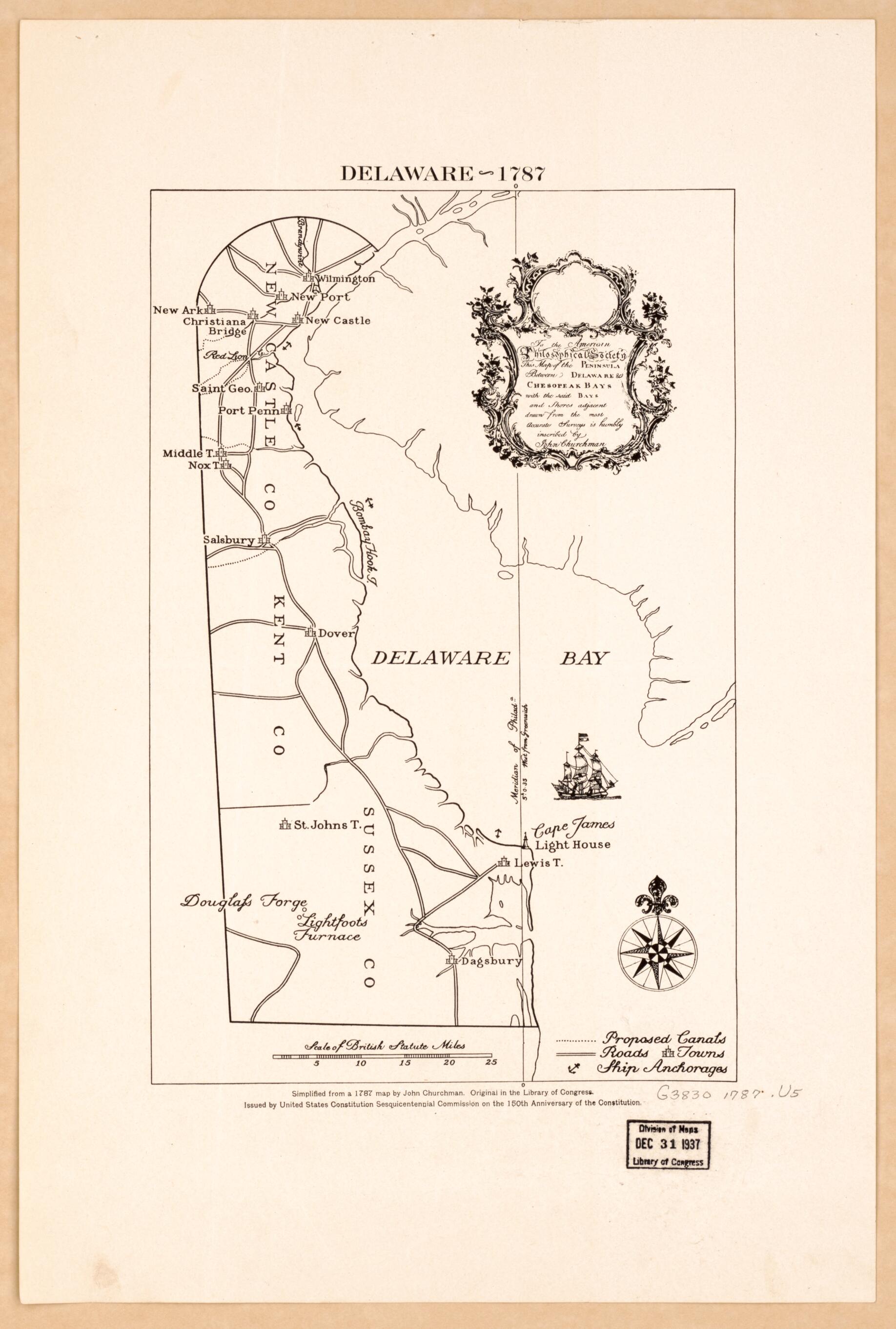 This old map of -from 1787 was created by American Philosophical Society, John Churchman, United States. Constitution Sesquicentennial Commission in 1787