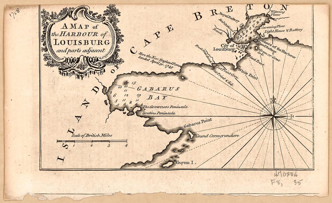 This old map of A Map of the Harbour of Louisburg and Parts Adjacent from 1758 was created by in 1758