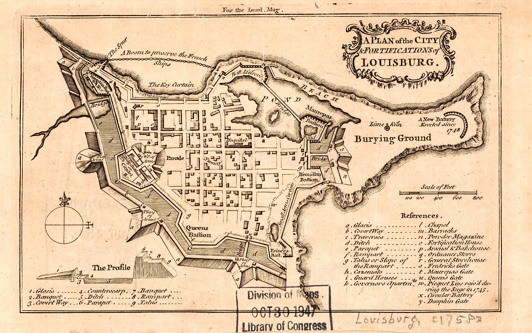 This old map of A Plan of the City & Fortifications of Louisburg from 1758 was created by in 1758