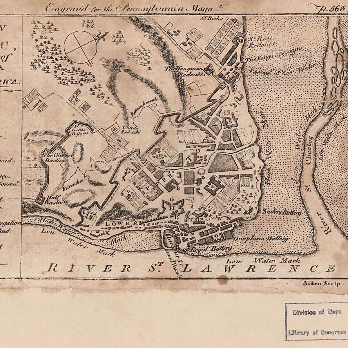 This old map of A Plan of Quebec, Metropolis of Canada In North America from 1775 was created by Robert Aitken in 1775