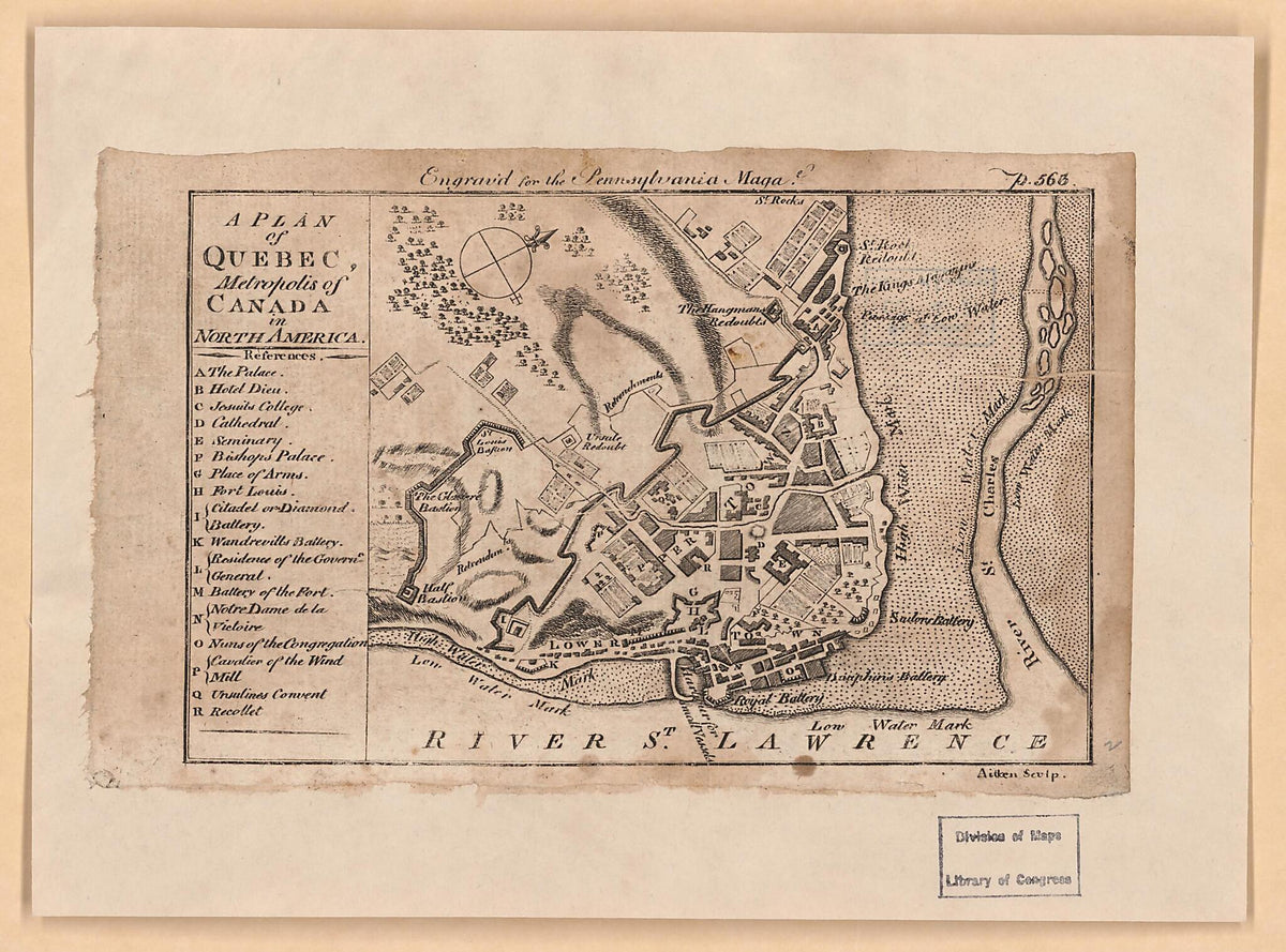 A Plan of Quebec, Metropolis of Canada In North America 1775 by Relic Map Company