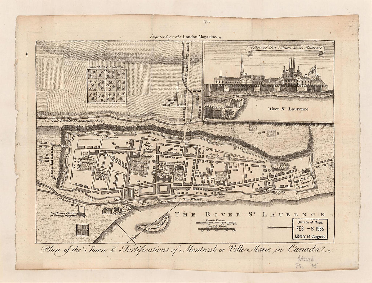 Plan of the Town & Fortifications of Montreal, Or Ville Marie In Canada (Plan of the Town and Fortifications of Montreal, Or Ville Marie In Canada) 1760 by Relic Map Company