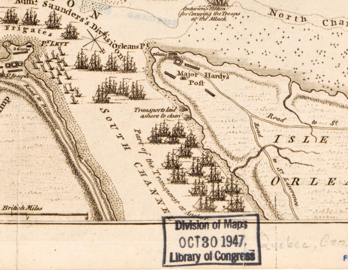 This old map of A Plan of the River St. Lawrence from the Falls of Montmorenci to Sillery, With the Operations of the Siege of Quebec from 1759 was created by  in 1759