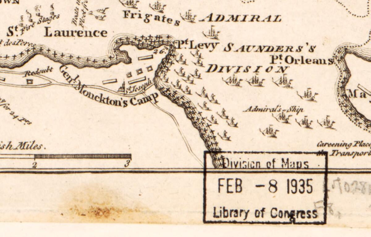 This old map of An Authentic Plan of the River St. Lawrence from Sillery to the Falls of Montmorency from 1759 was created by J. (John) Gibson in 1759