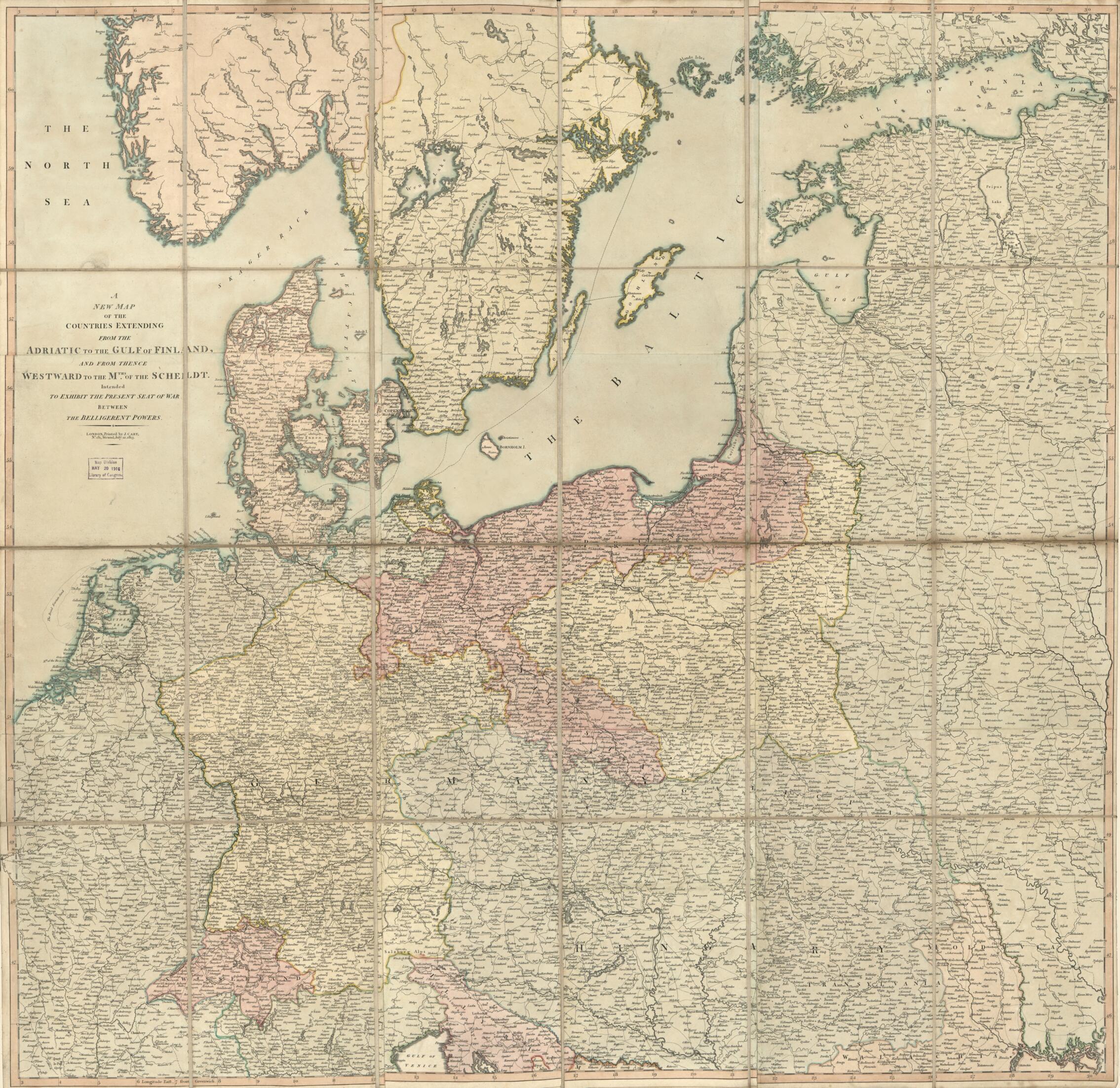 This old map of A New Map of the Countries Extending from the Adriatic to the Gulf of Finland : and from Thence Westward to the M&