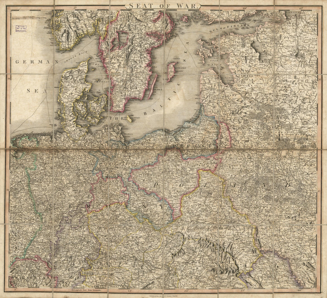 This old map of Seat of War : Germany (New Map of the Theatre of War In Germany) from 1813 was created by Millard Fillmore, Samuel John Neele, John Stockdale in 1813