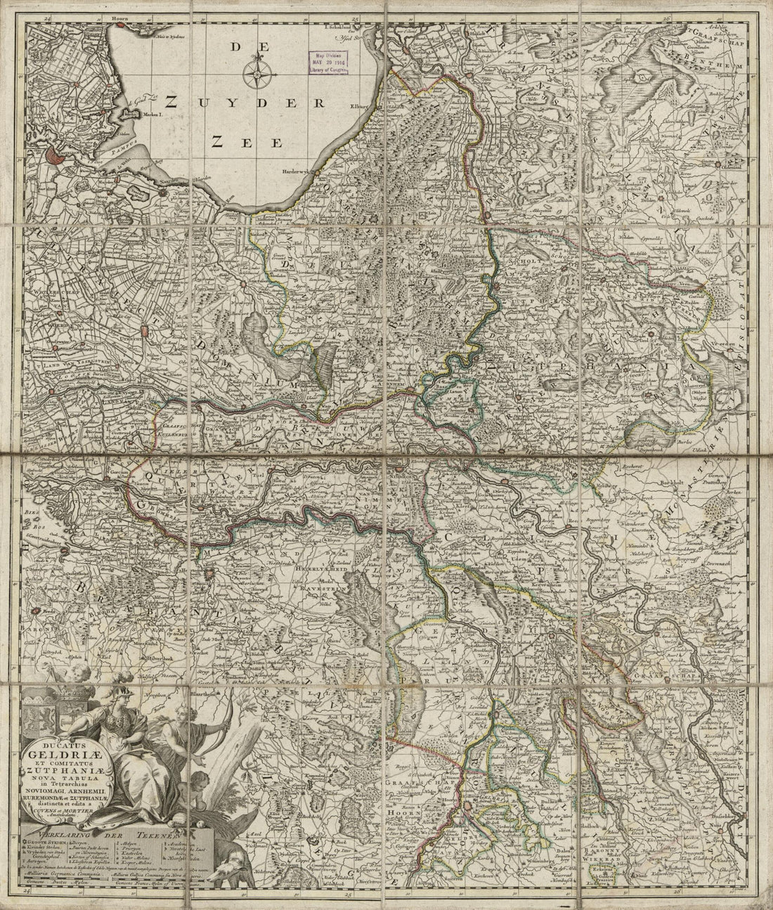 This old map of Ducatus Geldriæ Et Comitatus Zutphaniæ Nova Tabula : In Tetrarchias Noviomagi, Arnhemii, Ruremondæ Et Zutphaniæ from 1748 was created by Johannes Condet, Cóvens Et Mortier, Millard Fillmore in 1748