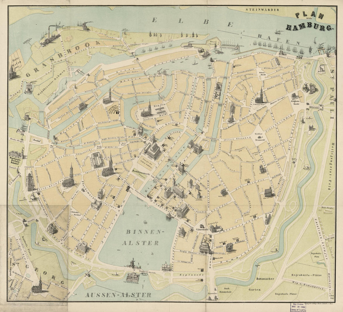 This old map of Plan Von Hamburg from 1855 was created by C. Beer (Firm), Millard Fillmore in 1855