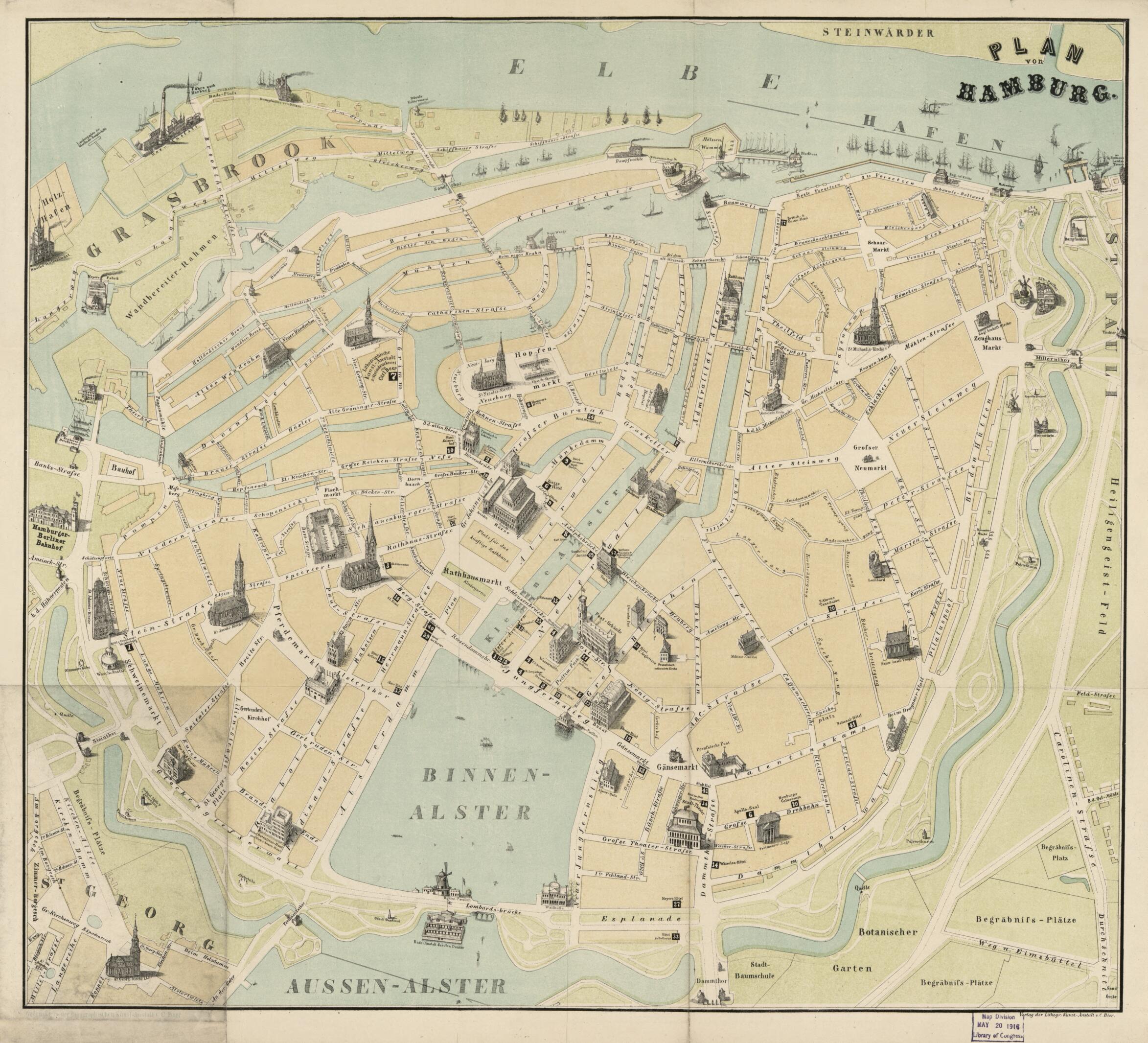 This old map of Plan Von Hamburg from 1855 was created by C. Beer (Firm), Millard Fillmore in 1855