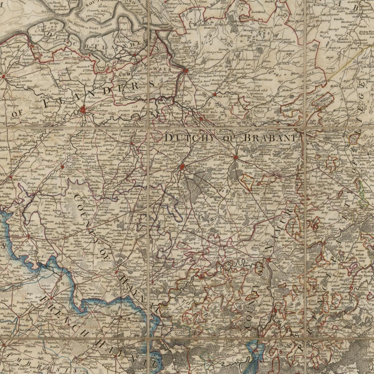 This old map of A Map of the Austrian Possessions In the Netherlands Or Low Countries, With the Pricipalities of Liege and Stavelo, &ca. : Reduced from the Trigonometric Survey Made by Order of HRH the Price Charles of Lorraine. (Flanders F.B.W.) from 17